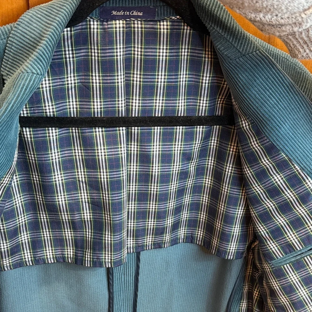 Alan Flusser Teal Corduroy Modern Fit Blazer - Picture 5 of 7